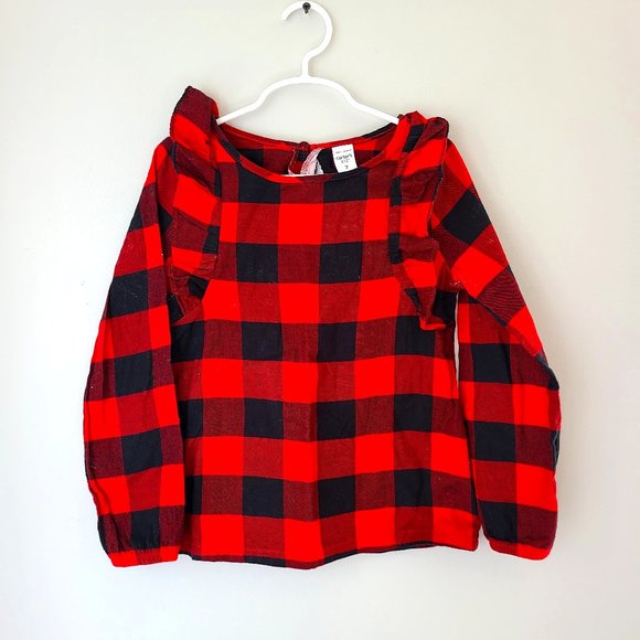 Carter's size 7 Girls Buffalo Check ruffle top